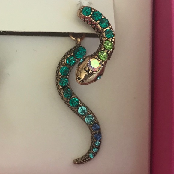 Betsey Johnson Earrings, Jeweled Snakes, New - Picture 4 of 5
